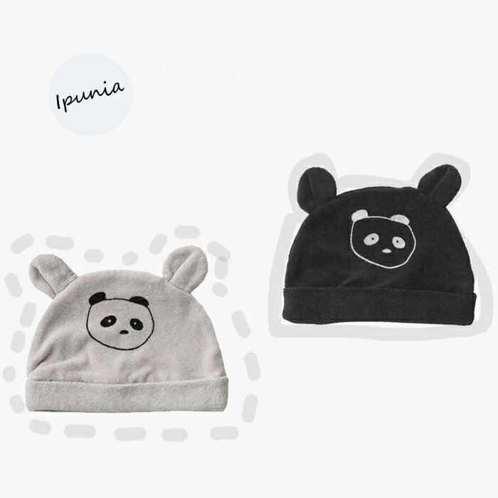 定価1,880円 ＜BABY＞ベビーパンダ帽子 panda hat 赤ちゃん 防寒 グレー ブラック 黒 タオル地 韓国子供服 男の子 女の子 キッズ