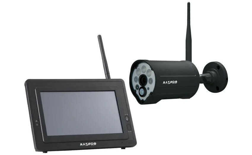マスプロ電工 WC3A7ML(BK) ライト付ワイヤレスカメラ 7インチセット 防犯カメラ ブラック MASPRO