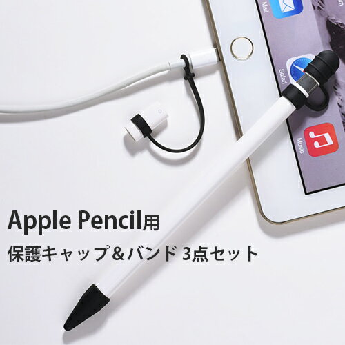 Apple Pencil ケースカバー ホルダーキャップ 全2色 Apple Pencil用 ペン先カバー ライトニング USBケーブル用 シリコン製 紛失防止 転がり防止　アップル ペンシル iPad Pro 12.9 9.7