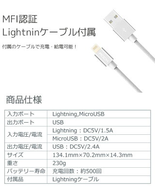 ROCKOdinモバイルバッテリー10,000mAhライトニングポートMicroUSBポート全3色MFI認証Lightningケーブル付属ポケットサイズ小型持ち運び軽量便利powerbankBatteryPack