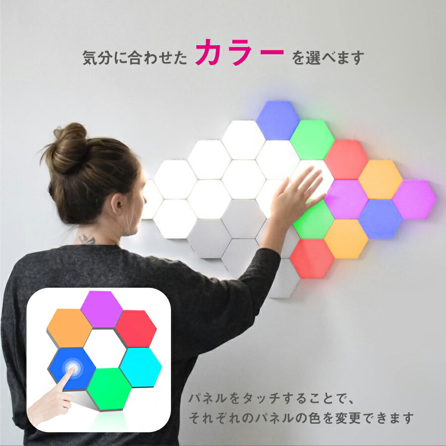 LEDウォールライト Hexagonal LED light 壁 ライト 自由に組み合わせ 六角形 USB式 3
