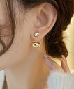 【全品10%OFFクーポン発行中】ピアス アクセサリー アクセ 2粒 楕円形 ビーンズ ぷっくり 立体 ゴールド シルバー 韓国ファッション 春 夏 秋 冬 オフィスカジュアル モード レトロ シンプル レディース 結婚式 パーティ