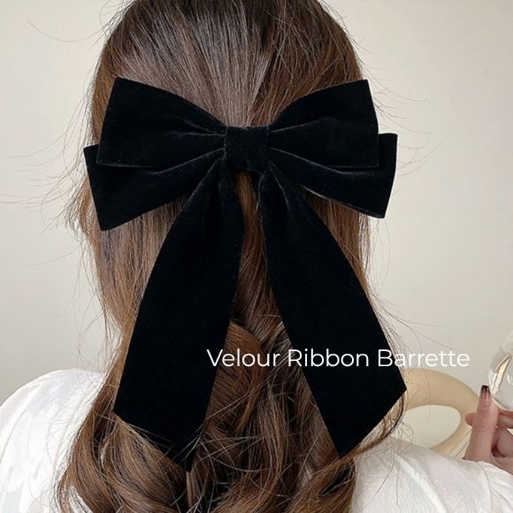 【プレセール】全品5%OFF＆カテゴリ別クーポン｜アクセサリー アクセ ベロア ベロアリボン ヘアアクセサリー 結婚式 リボン バレッタ ブラック 韓国ファッション レディース 秋 冬 デート 女子会 お泊り パーティー ハロウィン クリスマス