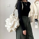 【全品5%OFF!!更に買うほど割引UP】【在庫処分 1,000円以下】バッグ トートバッグ トート ドロストデザイン ギャザー ドロスト フリル 鞄 韓国ファッション 春 夏 秋 冬 オフィスカジュアル ストリート シャイニー レディース サブバッグ