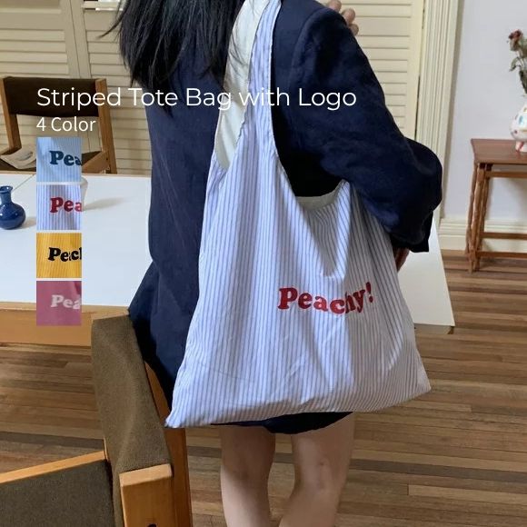 【BLACK FRIDAY 限定SALE】トートバッグ レディース バッグ 大容量 A4対応 エコバッグ 英字ロゴ入り ストライプ柄 韓国ファッション おしゃれ シンプル ナチュラル カジュアル 通勤 通学 サブバッグ 旅行バッグ ストリート 春 夏 秋 冬