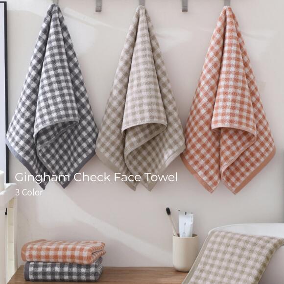 【BLACK FRIDAY 限定SALE】タオル フェイスタオル ギンガムチェック 柄 チェック柄 バイカラー コットン100% 吸水 速乾 おしゃれ 韓国風 ...
