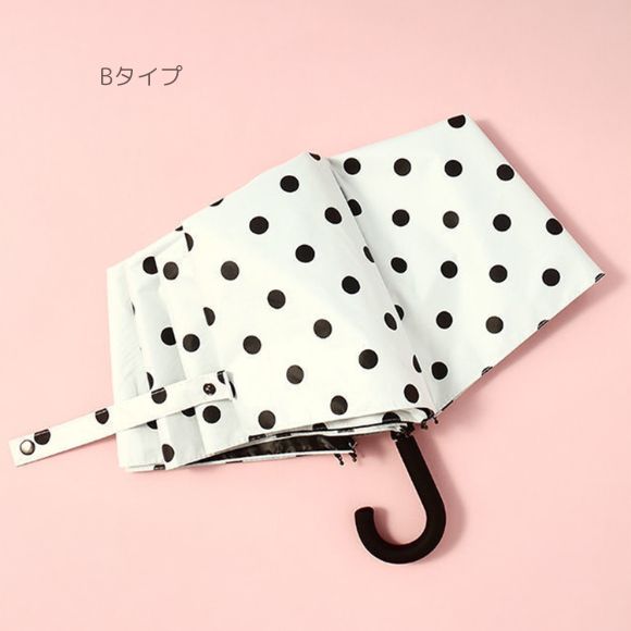 【SUMMER FINAL★在庫限り30％OFF】【特別価格 30％OFF｜在庫限り】折り畳み傘 傘 折りたたみ 梅雨 晴雨兼用 雨傘 日傘 遮光 UV 断熱 水玉 ドット チェック ハート柄 無地 韓国ファッション シンプル モノトーン 通勤 通学 学生 バッグイン 旅行 持ち運び iradowl-10001385 Iradowl サンプル画像3