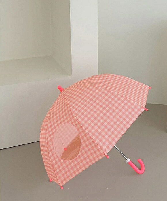 【SUMMER★日替わりSALE】【在庫限り｜ピンクのみ】傘 キッズ 子供用 雨傘 50cm ギンガムチェック チェック 柄 女の子 男の子 子供 子ども 小学生 低学年 保育園 幼稚園 手開き スクール傘 かわいい おしゃれ 透明窓 こども 通園 軽量 軽い 韓国雑貨 通学 通園
