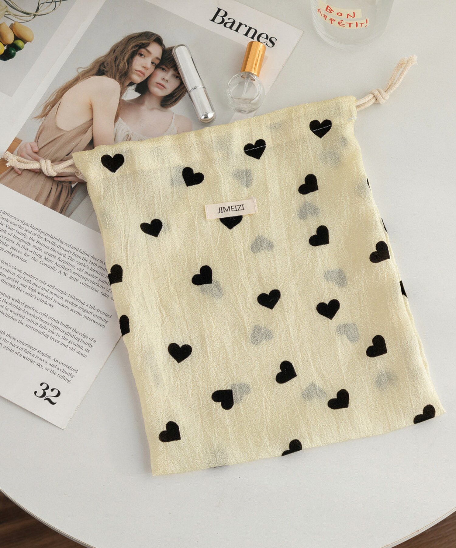 【SUMMER FINAL★在庫限り30％OFF】巾着 ポーチ 巾着ポーチ 収納 ハート LOVE 大 中 小 3点セット セット インテリア 雑貨 韓国ファッション 春 夏 秋 冬 オフィスカジュアル ガーリー 旅行 リゾート 浴衣 レディース iradowl-10001812 Iradowl サンプル画像3