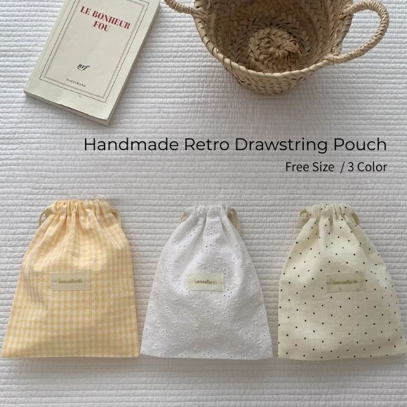 【PRE BLACK FRIDAY】巾着ポーチ ポーチ ミニ ハンドメイド風 巾着 プレゼント アイボリー ホワイト イエロー トラベル 韓国ファッション レディース 春 夏 秋 冬 デート 女子会 お泊り 旅行 紅葉 ハロウィン