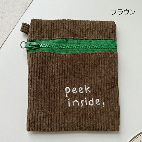 【週末限定★SPECIAL SALE】ポーチ 大きめ 大容量 小物入れ コーデュロイ ロゴ 刺繍 スクエアポーチ 化粧ポーチ コスメポーチ メイクポーチ ペンケース トラベルポーチ ガジェット 収納 カラフル シンプル レディース 韓国 おしゃれ iradowl-10002454 Iradowl サンプル画像3