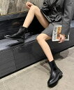 【2点以上ご購入で 10%OFF】シューズ ブーツ ショートブーツ チャック ジップ フラット ローヒール 靴 韓国ファッション 春 秋 冬 秋服 シンプル レザー オフィスカジュアル ストリート レトロ レディース メンズライク