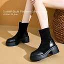【BLACK FRIDAY 限定SALE】ブーツ シューズ 靴 厚底 厚底ブーツ ソックスブーツ シンプル 韓国ファッション 春 秋 冬 カジュアル フェミニン...