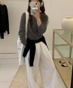 【全品10%OFFクーポン】トップス カットソー シアー シアートップス 透け セクシー ルーズ ラウンドネック 無地 長袖 韓国ファッション 春 夏 秋 冬 春服 冬服 オフィスカジュアル ストリート シンプル レディース