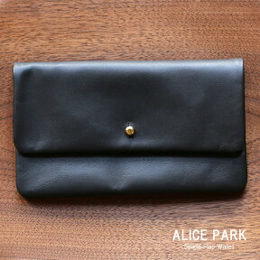 【在庫限りで販売終了】ALICE PARK アリスパーク Single Flap Wallet / 長財布シングルフラップウォレット ブラック 送料無料