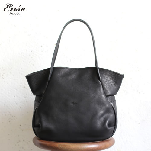 Ense(アンサ)【送料無料】Leather tote S black/ブラックレザートートバッグ S