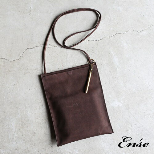 Ense(アンサ)tate sacoche mini bagサコッシュ タテ ヌバックブラウン 縦型サコッシュ S001