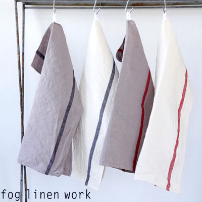 【2点までネコポス可】fog linen work(フォグリネンワーク)リネン ライン入りキッチンクロス 厚地 全4色/ランチョンマット　キッチンタオル　LKC138