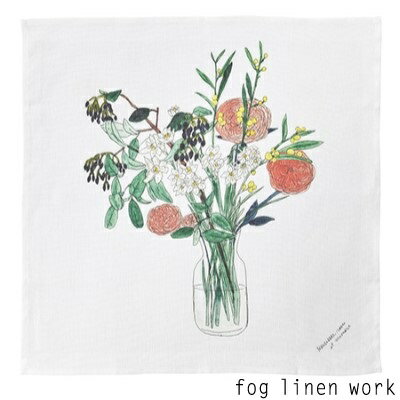 fog linen work(フォグリネンワーク)isabelle boinot イザベル ボワノ ハンカチ 春のお花 ISABELLE BOINOT HANDKERCHIEF SPRING FLOWER　LIB125-FL1