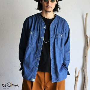 【orslow】 INNER DENIM SHIRTS NO COLLAR SHIRTS ノーカラー インナーデニムシャツ オアスロウ ユーズド加工シャツ 日本製【送料無料】