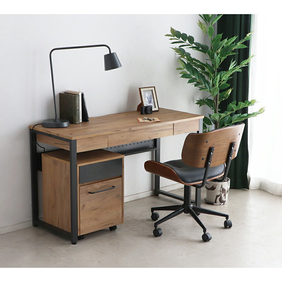 フリッツ デスク 幅120cm スチール脚 アジャスター付き 高級感 収納 引き出し リビング ダイニング パソコンデスク PCデスク リモート 在宅 シンプル 机 テーブル [3]