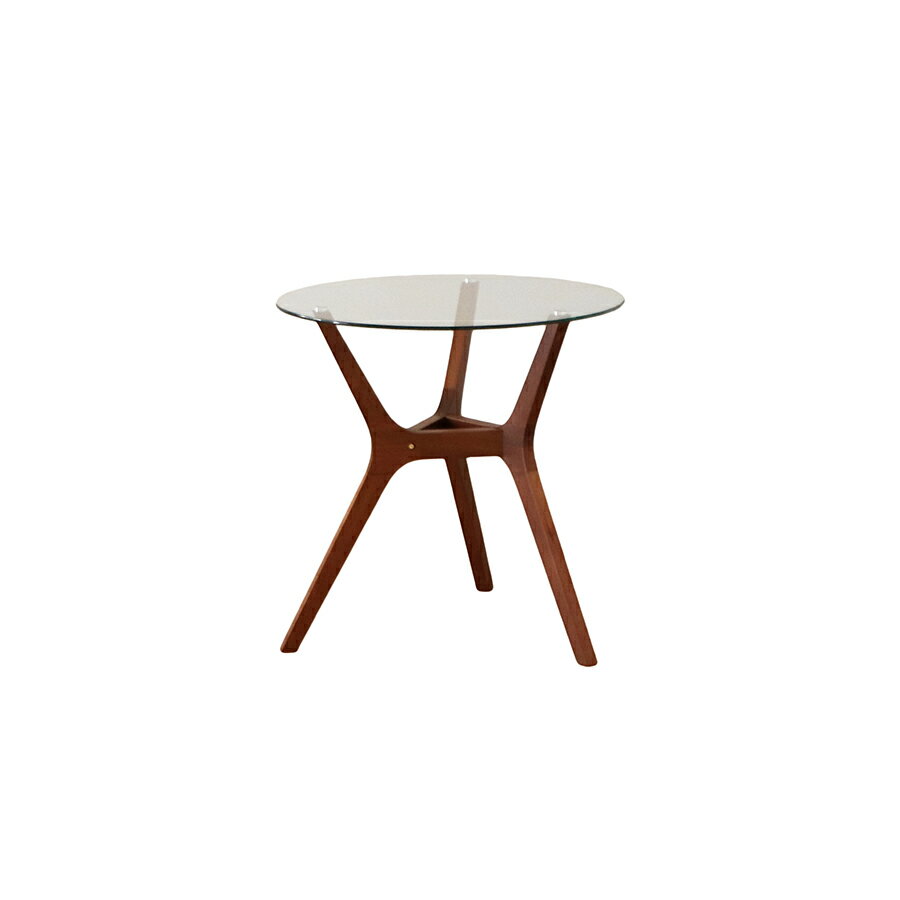 【クーポン発行中 16日23:59まで】テーブル 円形 ラウンド カフェテーブル サイドテーブル 幅70 奥行70 高さ70 おしゃれ かわいい北欧 アンティーク調 丸型 リビング ブラウン ナチュラル ウォールナット 無垢 強化透明ガラス カフェ 人気