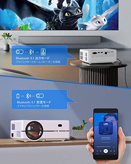 プロジェクター 小型 13000lm 5G&2.4G wifi リアル1080P解像度 双方向 Bluetooth5.1 スピーカーフルHD 4K対応 ホームシアタープロジェクター HDMIケーブル リモコン付属 クリスマスプレゼント 引っ越し祝い 新築祝い 出産祝い