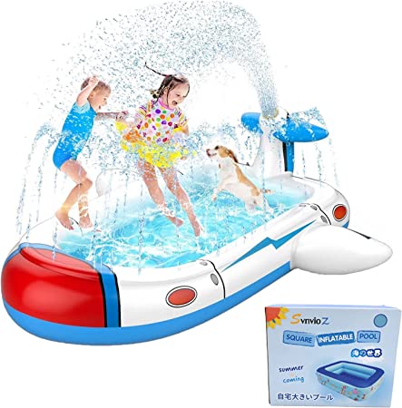 噴水プール こども用 噴水おもちゃ 高密度PVC素材 ビニールプール 噴水マット プール 噴水 水遊び 芝生遊び 夏 暑さ対策 プールマット おもちゃプール 収納便利 庭 ビーチマット 親子遊び 直径180cm