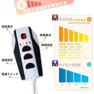 フットウォーマー 電気 足温器 6段階温度調整 洗える 省エネ コンセント 洗濯可 丸洗い 抗菌 防臭 足元暖房 PSE認証済み タイマー機能4段階調整可 30秒急速加熱 ラッピング無料