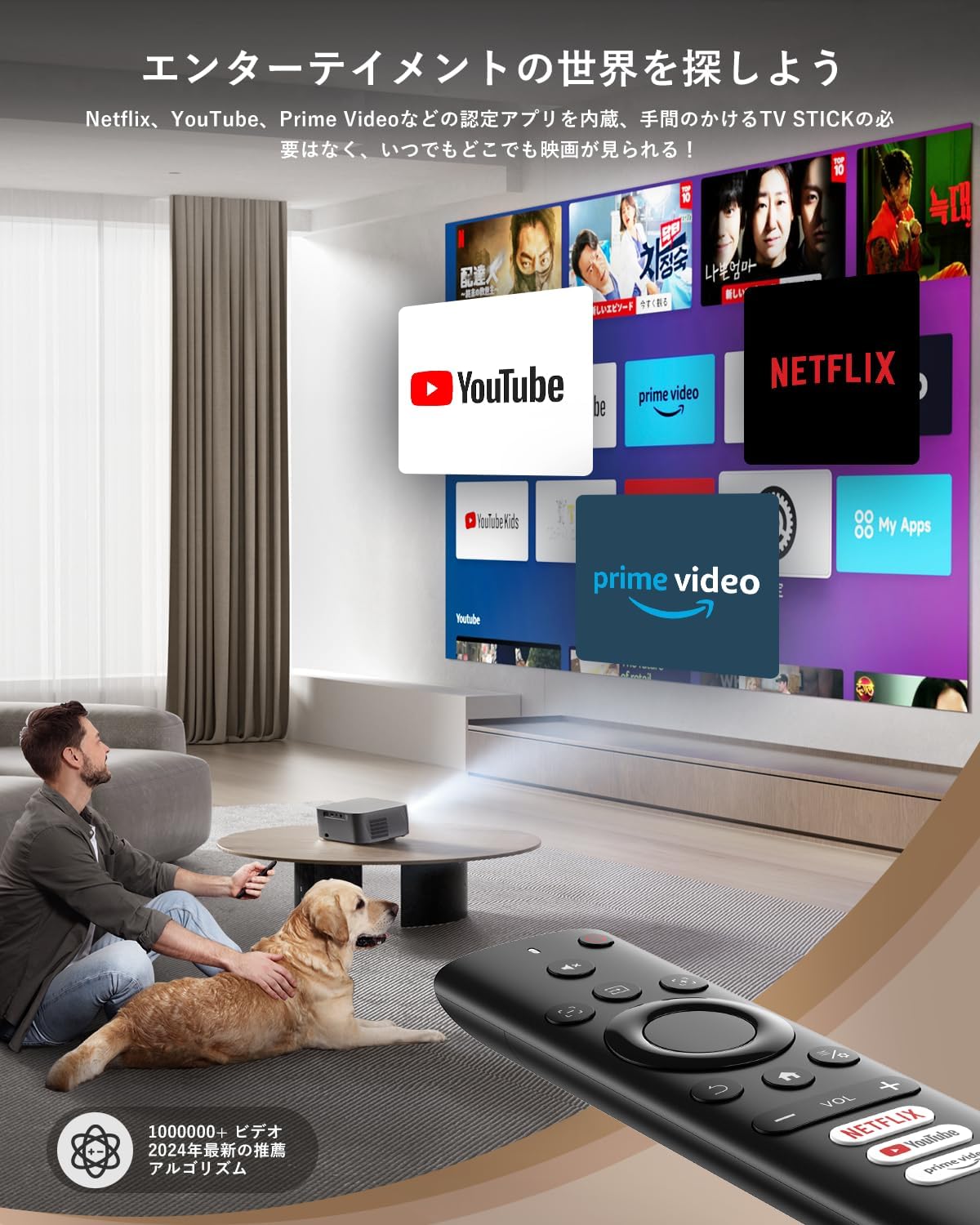 小型プロジェクター プロジェクター 家庭用 小型プロジェクターアプリ搭載 天井投影4K対応 600ANSI ドルビー対応 WIFI6 双方向ブルートゥース スマートプロジェクター ホームプロジェクタースタンド付 リモコン付属 クリスマスプレゼント 引っ越し祝い 新築祝い 出産祝い