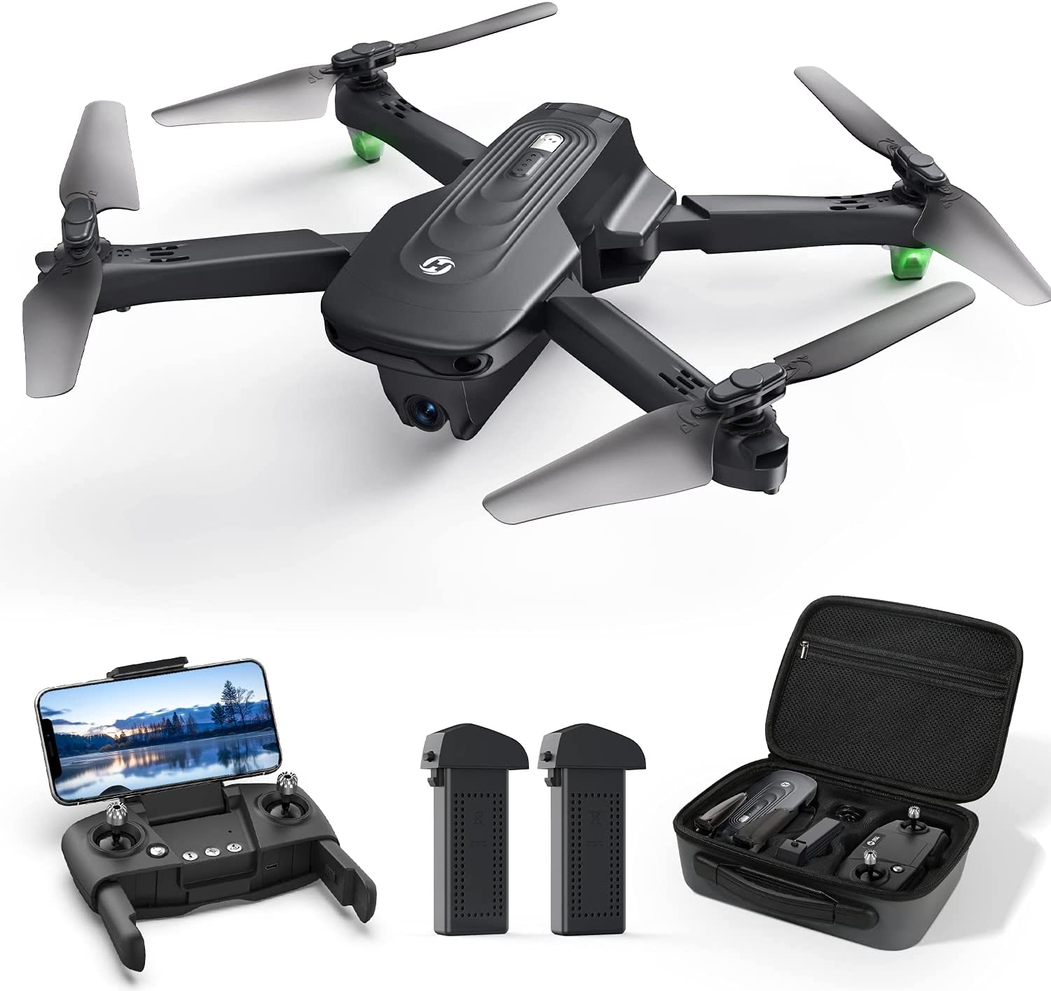 ドローン カメラ付き GPS搭載 折り畳み式 4Kカメラ付き バッテリー2個 フライト時間40分 収納ケース付き 屋外 オプティカルフロー フォローミーモード ...