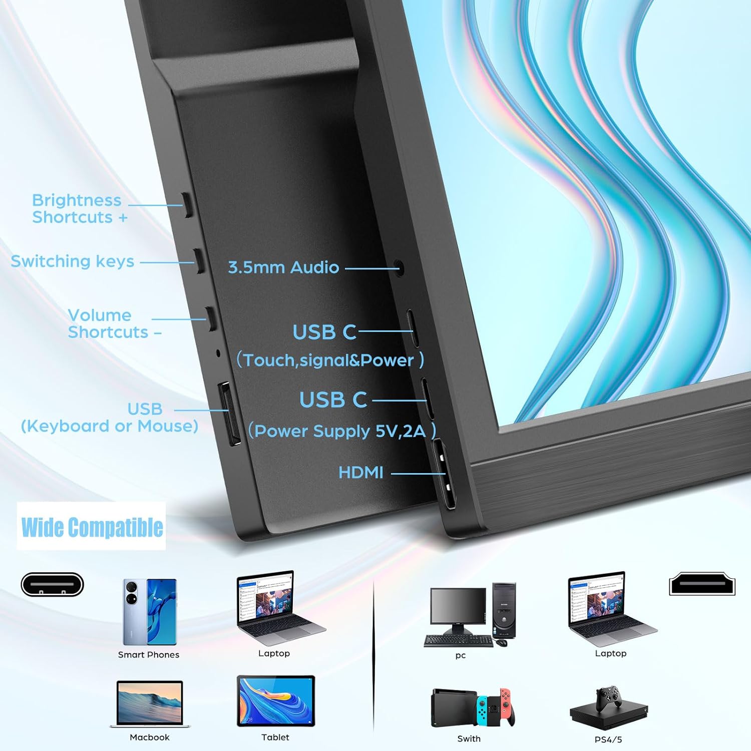 モバイルモニター タッチパネル 軽量 スタンド ブルーライトカット タブレット 11.6インチ デュアルモニター デュアルディスプレイ 折りたたみ ミラーリング 拡張 薄型 タブレット学習 USB Type-C HDMI スピーカー内蔵 スイッチ用モニター タッチペン オンラインゲーム