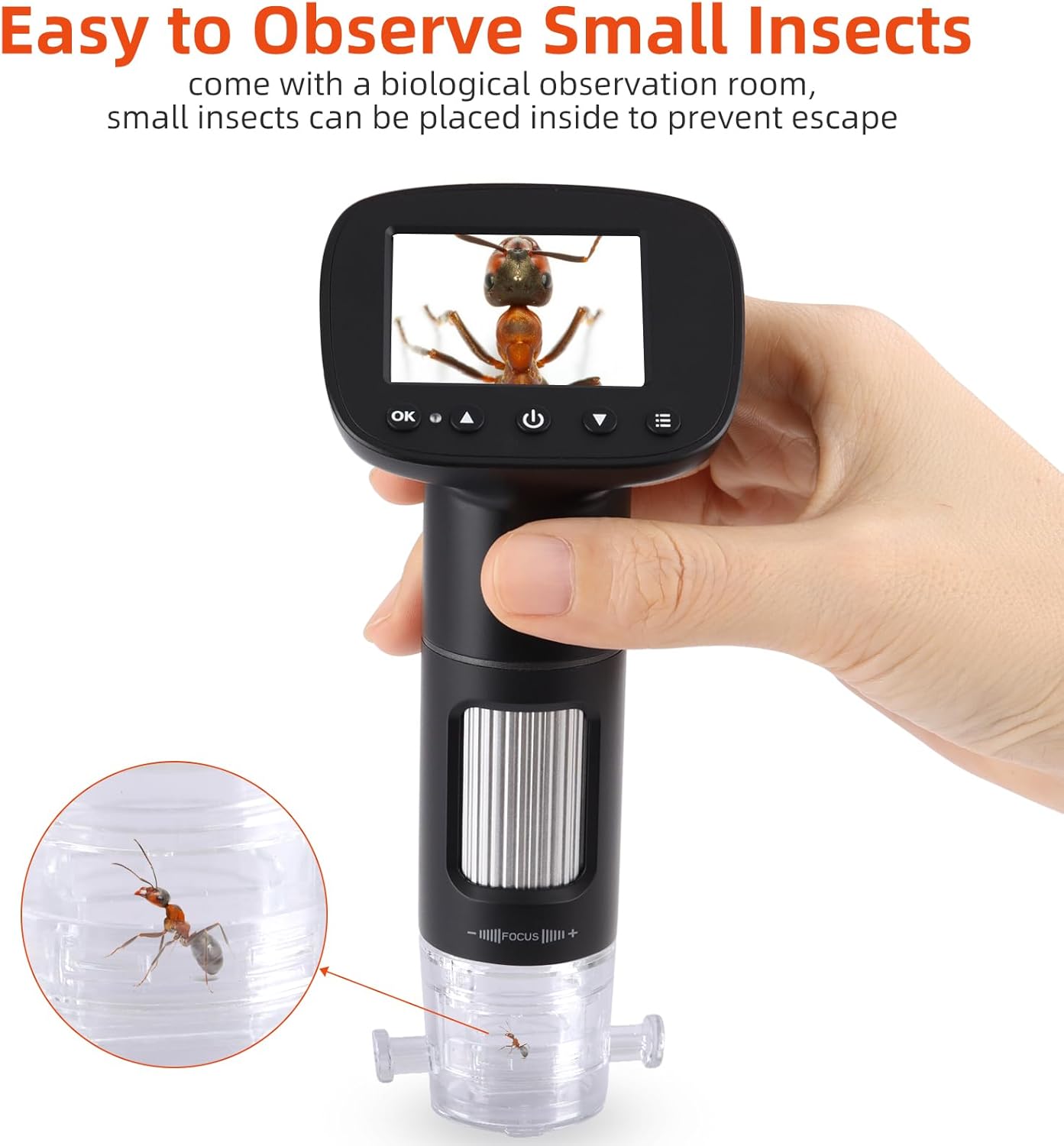 デジタル顕微鏡 ハンディ顕微鏡 マイクロスコープ 小学生 電子顕微鏡 小型 200万画素 32G SDカード付き 子供用顕微鏡 手持ち式 ミニサイズ アウトドア バッテリー内蔵 ビバリウム付き ポケット顕微鏡 PC 接続可能 初心者 子供向け クリスマス プレゼント 誕生日