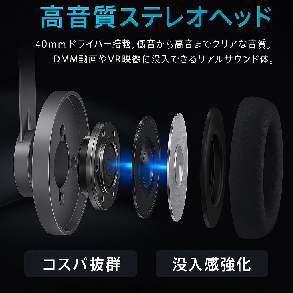 エレコム VRゴーグル スマホ用 メガネ対応 目幅調節可 ピント調節可 4.8-7インチ iPhone Android対応 2D 3D 非球面光