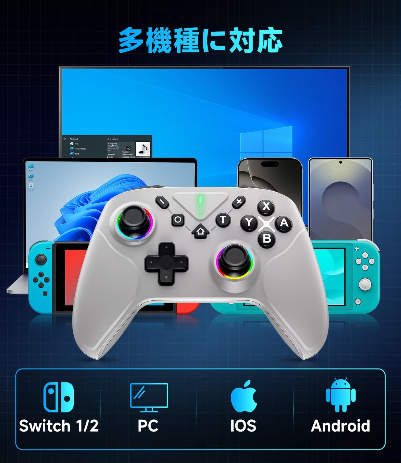 Nintendo Switch 2 コントローラー ダブルホール機能 Switch1/2代对応 スイッチ プロコン TURBO自動連射機能 6軸ジャイロセンサー搭載 4階段HD振動 1000mAh大容量 Bluetooth 人間工学デザイン Switch全世代に対応 PC Android iOSにも対応
