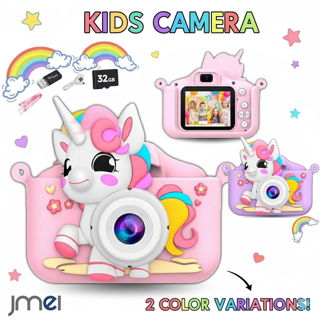 キッズカメラ 簡単操作 顕微鏡カメラ キッズスマホ 2.8インチ 写真 録画 32GBカード付 英語学習 懐中電..