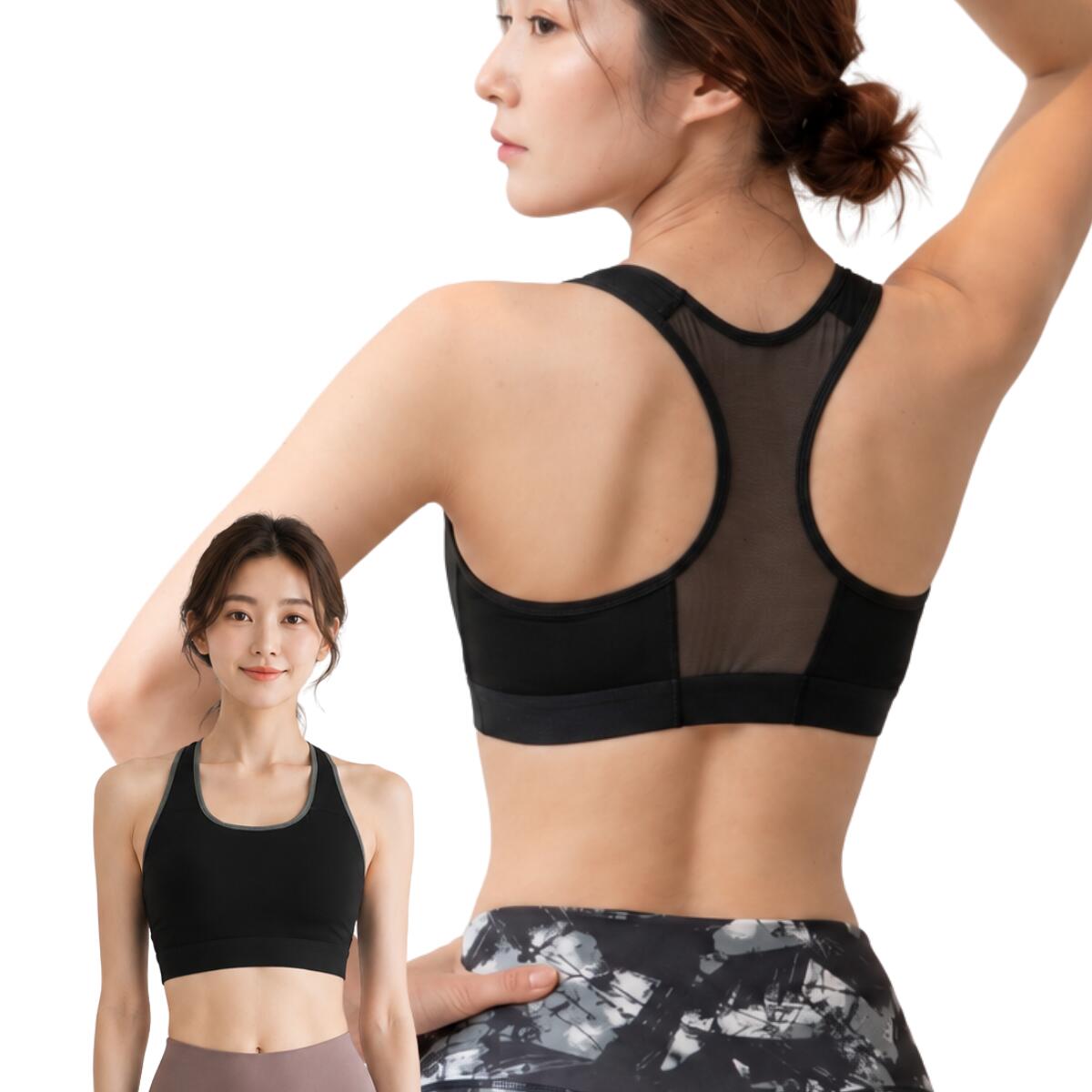 YogaIrie アイリー スポーツブラ 揺れない パッド 一体型 メッシュ 蒸れない 吸汗 速乾 涼しい スポブラ ブラジャー ノンワイヤー 小さいサイズ 大きいサイズ スポーツ 普段使い トップス レディース 高校生 中学生 部活 ヨガ ジム ランニング フィットネスブラ