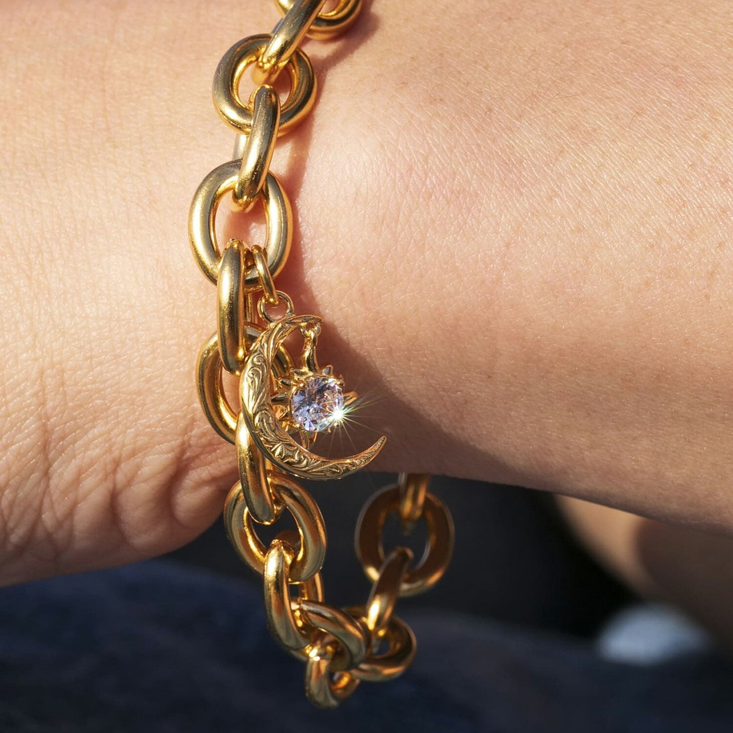 ハワイアンジュエリー ブレスレット サージカルステンレス / sun and moon bracele...