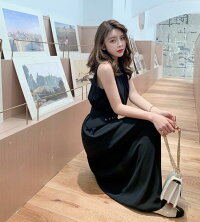 送料無料【chiciris】シフォンワンピースレディースワンピノースリーブ無地ワンピース海外旅行ビーチシフォンロング丈マキシ丈春夏デート結婚式二次会パーティー