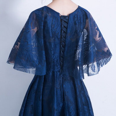 パーティードレス 送料無料 五分袖 フレア 膝下丈 レディース 結婚式 ドレス 二次会 披露宴 発表会 演奏会 卒業式 ワンピース 謝恩会 5色 ピンク ブラック ネイビー ワイン オフホワイト