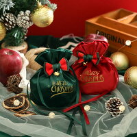 【即納】クリスマス袋 クリスマス りんご ラッピング クリスマスラッピング リボン付き 巾着 小さめ 梱包 包装 贈り物 お菓子バッグ キャンデー 引き紐式 不織布 かわいい プレゼント ギフト 12*15cm お歳暮 お祝い パーティー