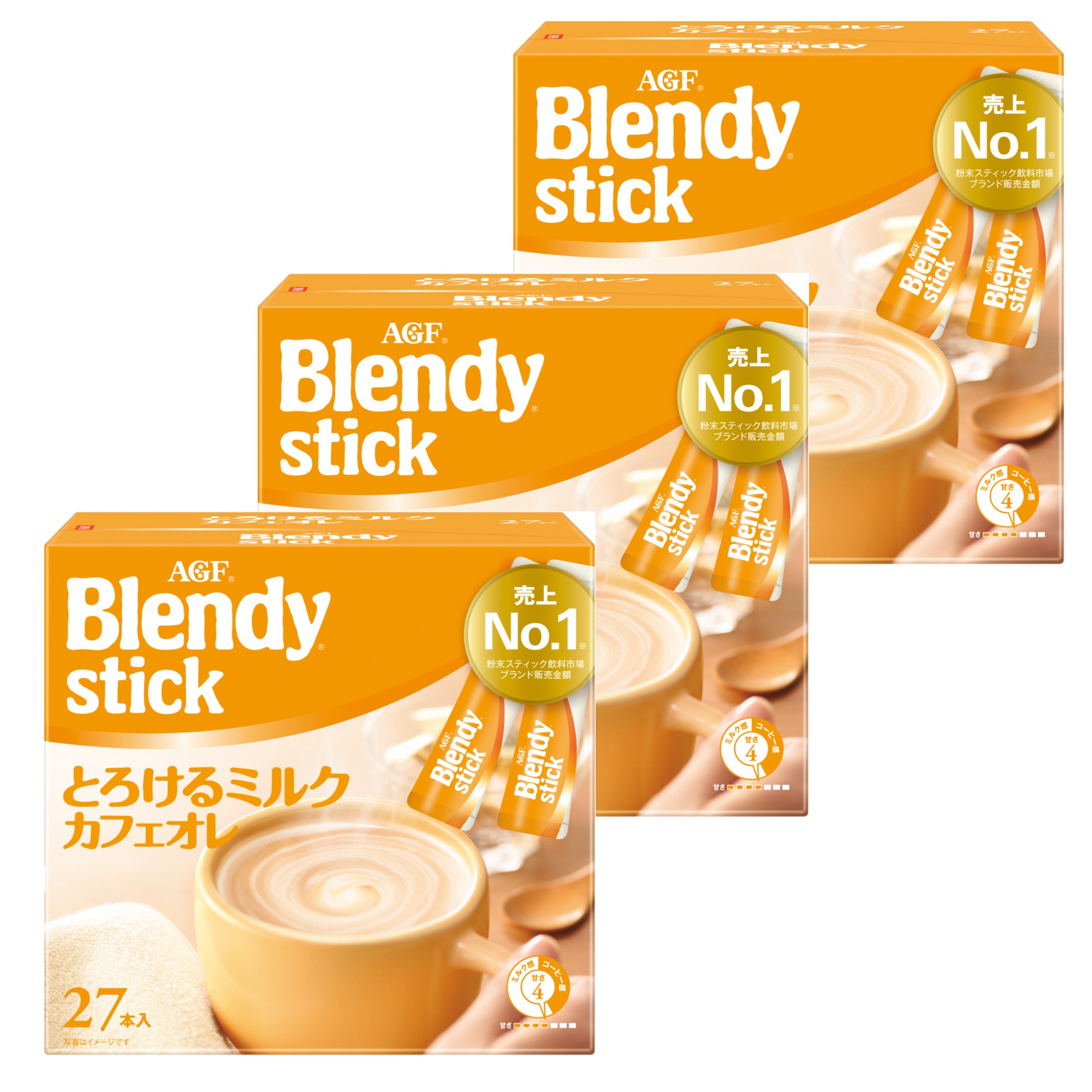 【3個】「ブレンディR」 スティック とろけるミルクカフェオレ27本 コーヒー カフェオレ ブレンディ スティック インスタント 粉 ミルク AGF 【D】【iris_dl】【iris_dl05】