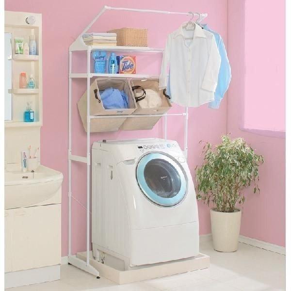 【公式】ランドリーラック おしゃれ 縦型 スリム アイリスオーヤマ バッグ付 HLR-192B 洗濯機収納 脱衣所 洗面所 バスケット付 洗濯機ラック ラック ...