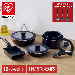 【公式】フライパン セット ih 卵焼き 20cm 取っ手が取れる ガス フライパンセット 12点 3点 ih対応 フライパン セット 黒 ブラック 鍋セット IH対応 ガス 両用 26cm エッグパン 蓋 鍋 シリコン おしゃれ 一人暮らし ダイヤモンドコート アイリスオーヤマ NTF-SEI3 NTF-SEI12