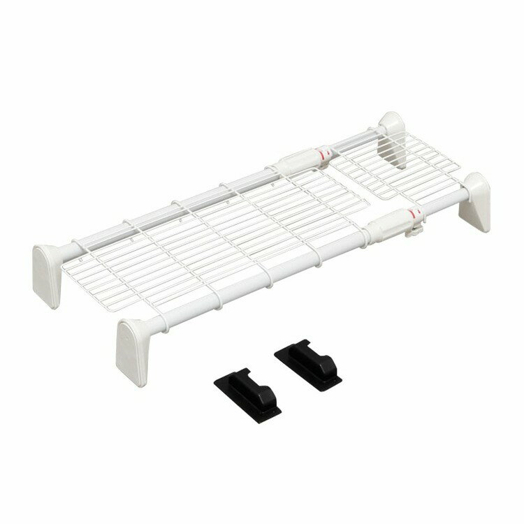 つっぱり棚 2個セット 伸縮棚 つっぱり棒 超強力伸縮メッシュ棚 H-J-M55 ホワイト 幅55〜75cm アイリスオーヤマ