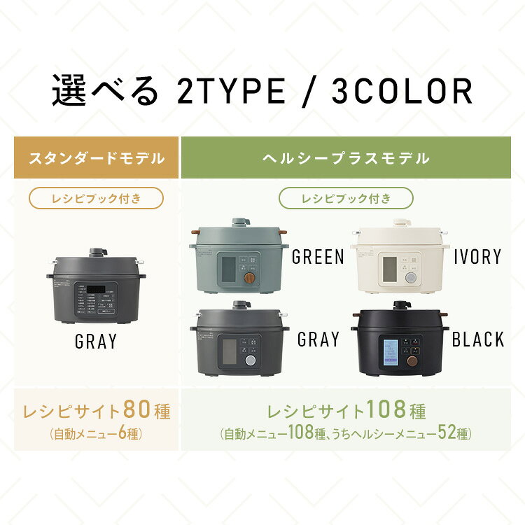 【公式】電気圧力鍋 アイリスオーヤマ 3L 圧力鍋 電気 炊飯器 低温調理 無水 蒸し 炊飯 発酵 保温機能 自動メニュー ヘルシーメニュー シンプル 便利 グレー アイボリー グリーン 白 PC-MB3 PMPC-MB3 KPC-MB3 KPC-MA3 【K】[安心延長保証対象] 商品画像2