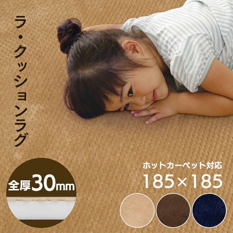 ラ・クッションラグ 鹿の子 185×185 MCRK-1818アイリスオーヤマ送料無料 ラグ カーペット ラグマット 低反発 北欧 ブラウン ベージュ ネイビー グレーのサムネイル