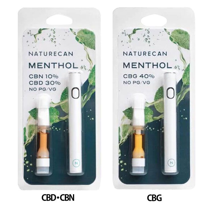 40％ CBD CBN ベイプペン／CBG ベイプペン（PG／VG不使用） KK-JP-NAT-VAP-MEN-CBN-CBD-10-40 送料無料 ネイチャーカン CBD CBN 高濃度 充電式 メンソール 気分転換 オイル ベイプ cbd Naturecan CBD・CBN CBG