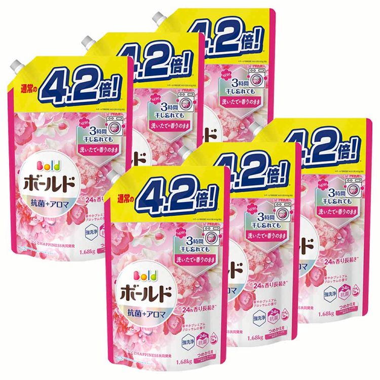 【12/1限定！1等最大100％ポイントバック】【6個セット】洗濯洗剤 液体 衣類洗剤 ボールド ジェル 華やかプレミアムブロッサムの香り つめかえ 用 ウルトラジャンボサイズ 1680g 詰め替え 抗菌+アロマ 強洗浄 ピーアンドジー まとめ買い 香る 防臭 P&G 【D】のサムネイル