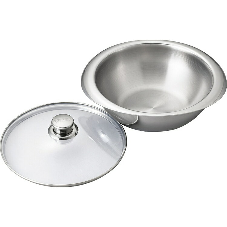 家庭用品 鍋 フライパンマイヤー ニューパン 24cm ガラス蓋付 PM-NP24Tマイヤー コーティングフリー 多層鋼 スタイリッシュ マルチに活躍 優れた蓄熱性 オーブン使用可能 IH対応 土鍋としても スタッキング可能